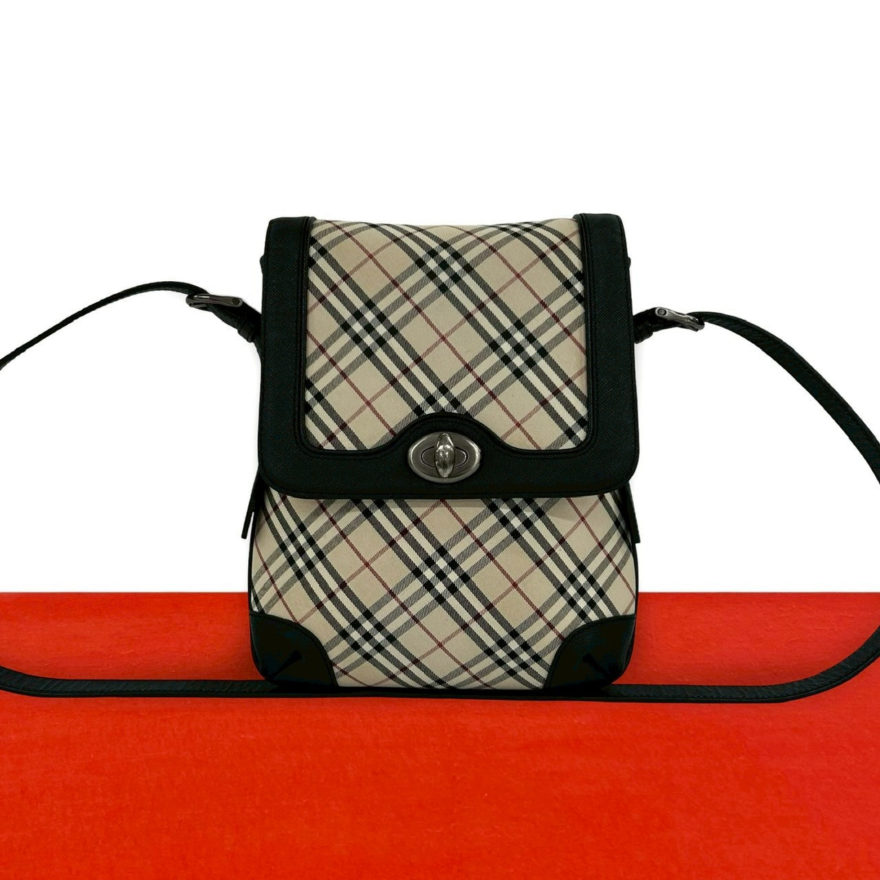Burberry Check Canvas Leather Shoulder Bag