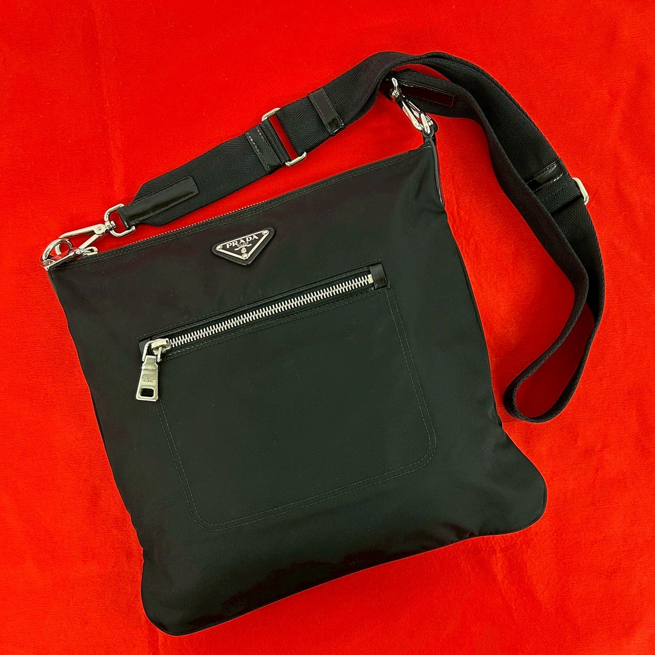 Prada Nylon Patent Leather Shoulder Bag
