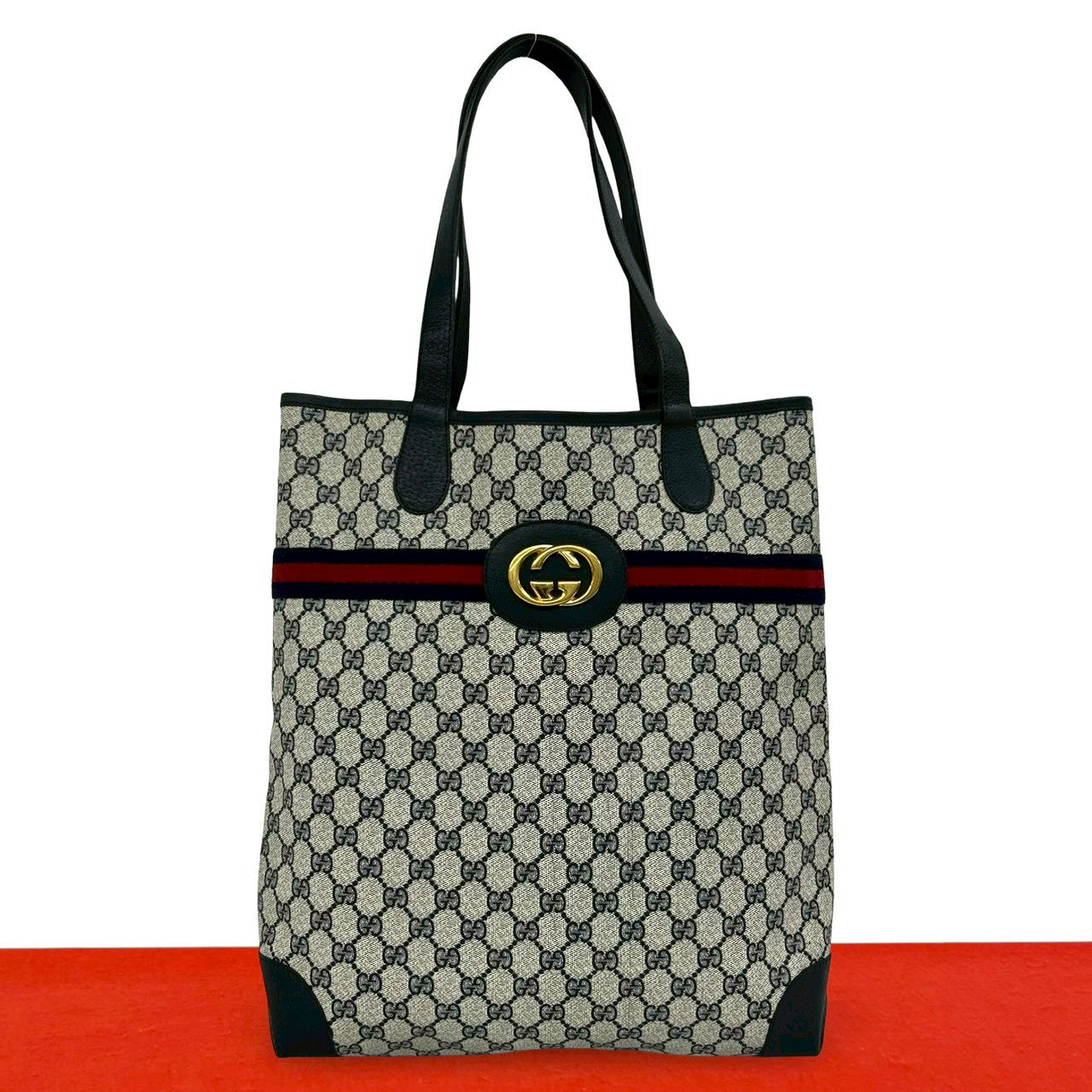 Gucci GG Pattern Leather Tote Bag