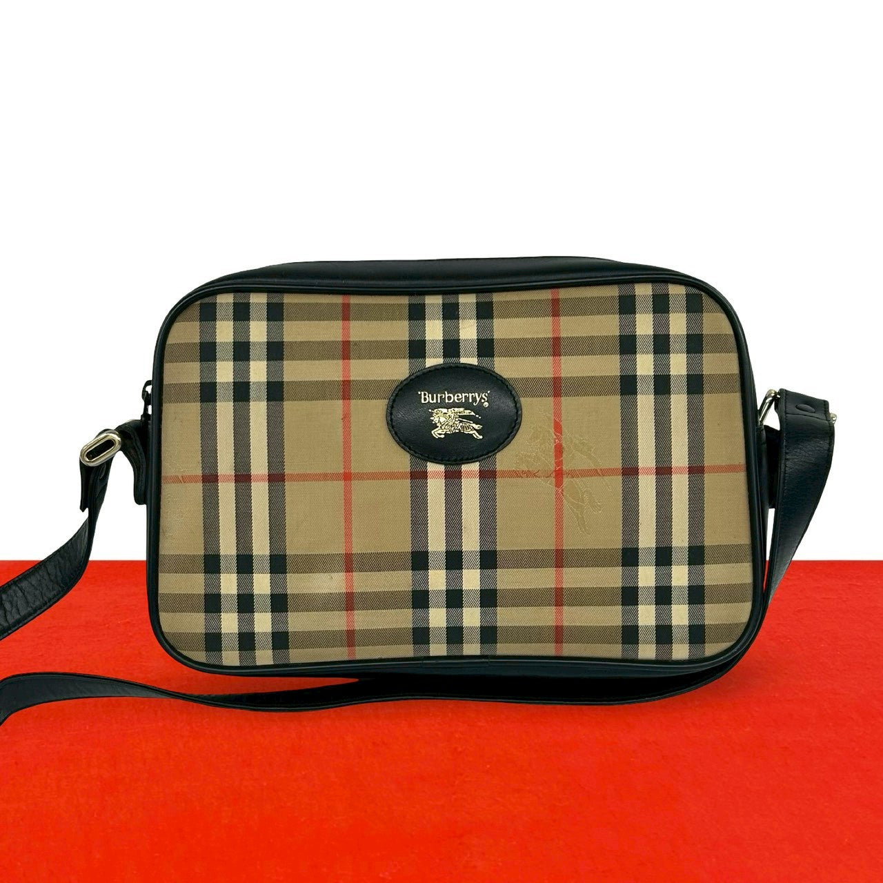 Burberry Leather Canvas Shoulder Bag