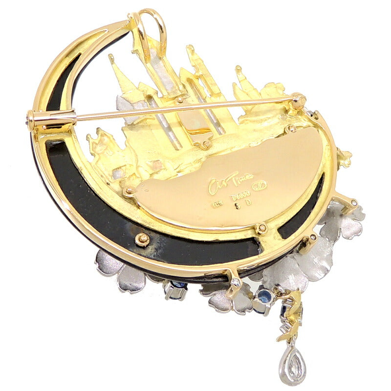 Nobuko Ishikawa Women's Diamond & Sapphire Brooch in K18 Gold/Platinum
