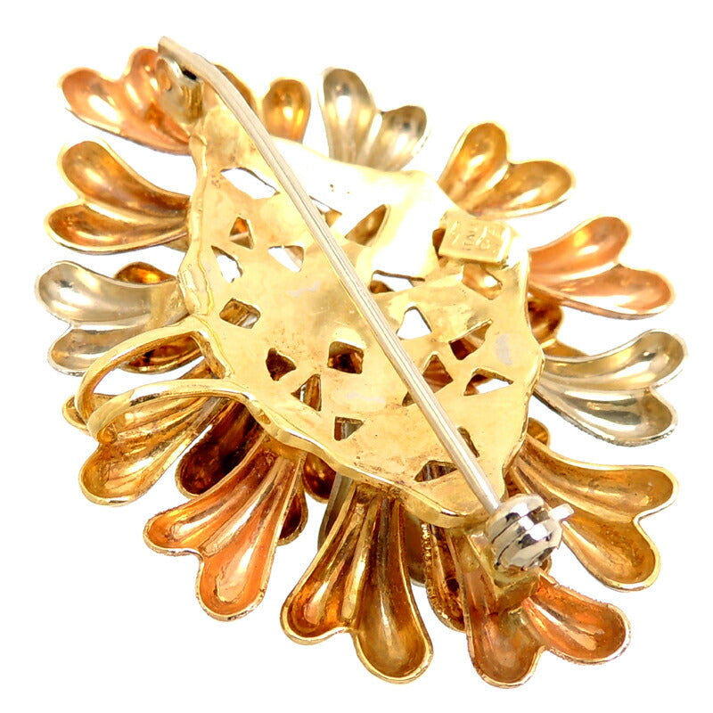 TRES BELLE Flower Brooch in K18 Yellow, Pink and White Gold for Women