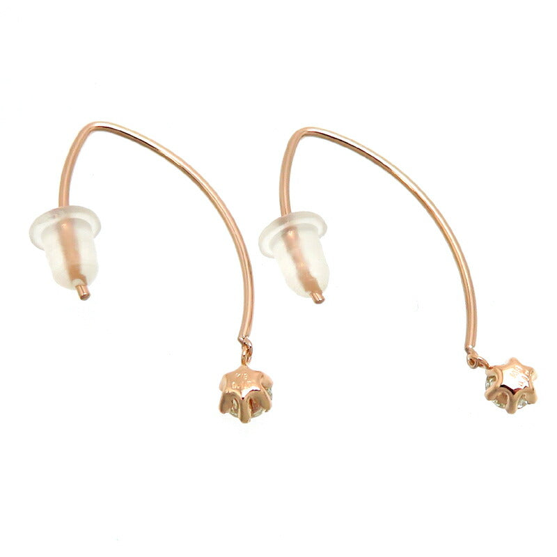 Non-Brand K18PG 0.15ct Diamond Earrings in K18 Pink Gold for Women