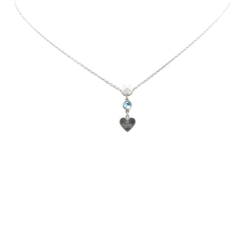 Gucci Heart Motif Silver Blue Topaz Necklace