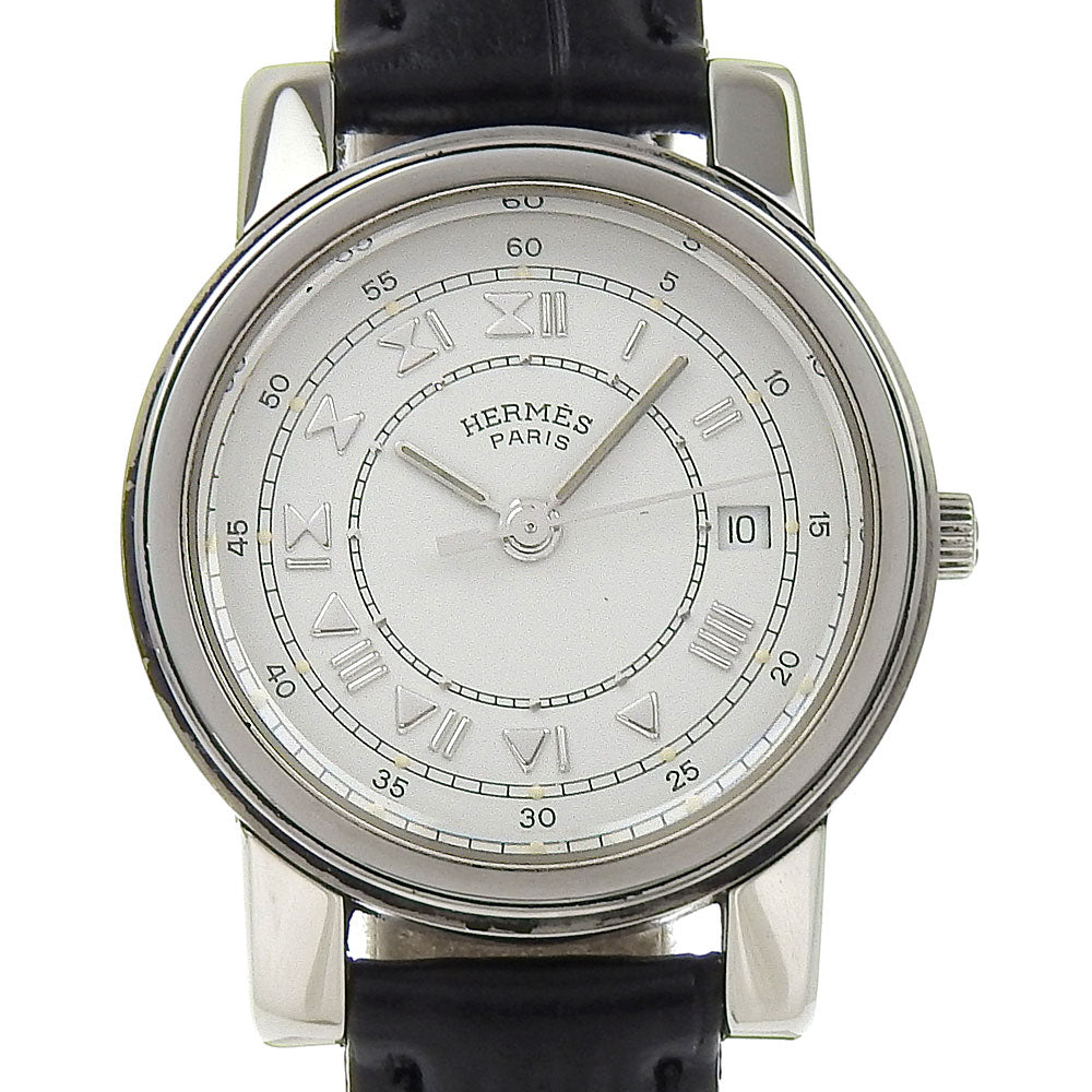Hermes Carrick Watch Stainless Steel Leather Quartz