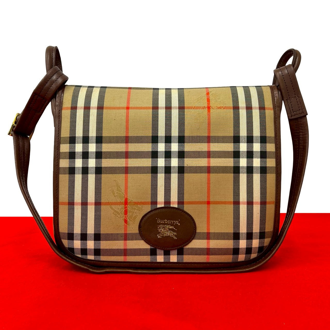 Burberry Leather Canvas Shoulder Bag