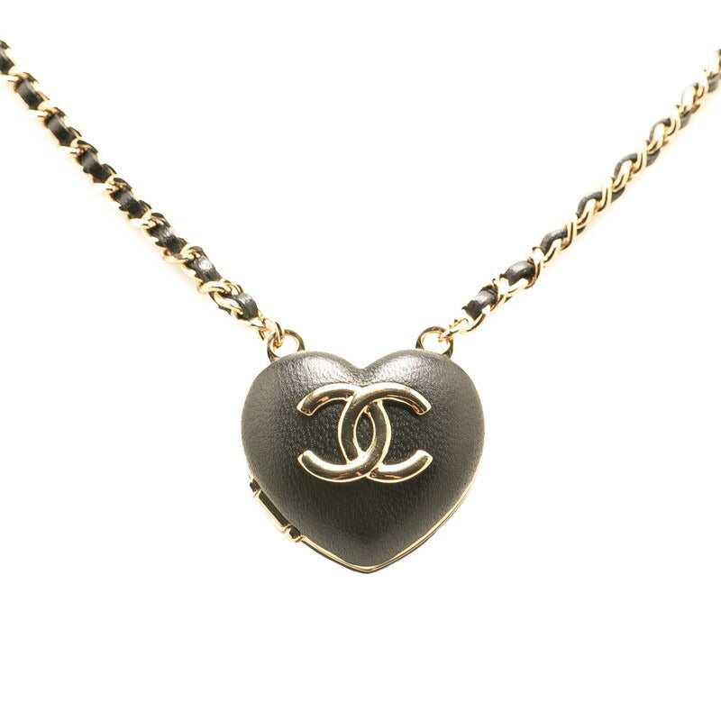 Chanel Coco Mark Heart Mirror Lambskin Necklace