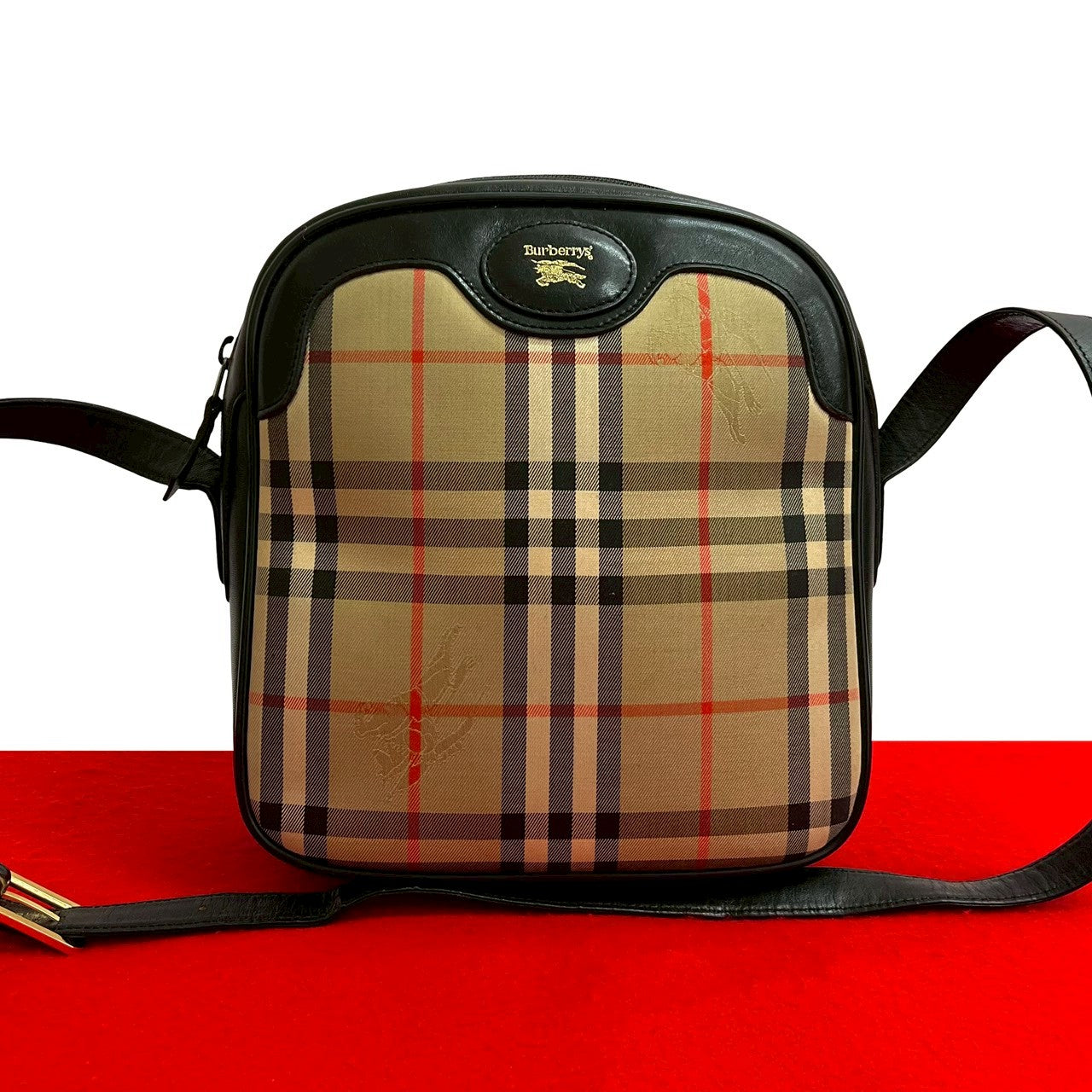 Burberrys Vintage Canvas Leather Shoulder Bag