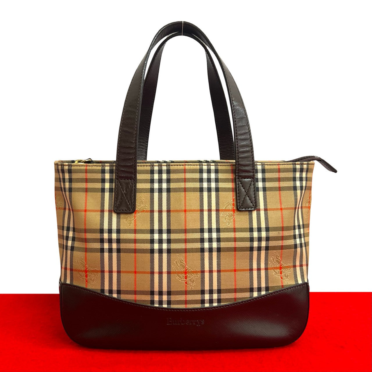 Burberrys Leather Canvas Handbag