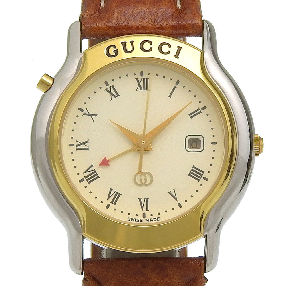 Gucci Stainless Steel Leather Quartz Analog