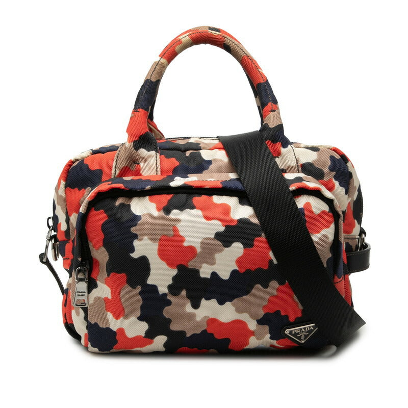 Prada Triangle Logo Canvas 2way Bag