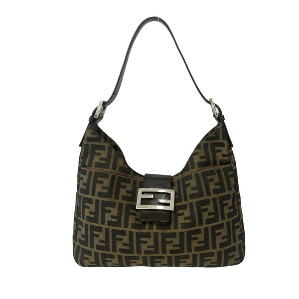 Fendi Zucca Canvas Leather Shoulder Bag
