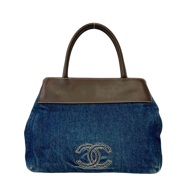 Chanel Coco Mark Denim Leather Handbag