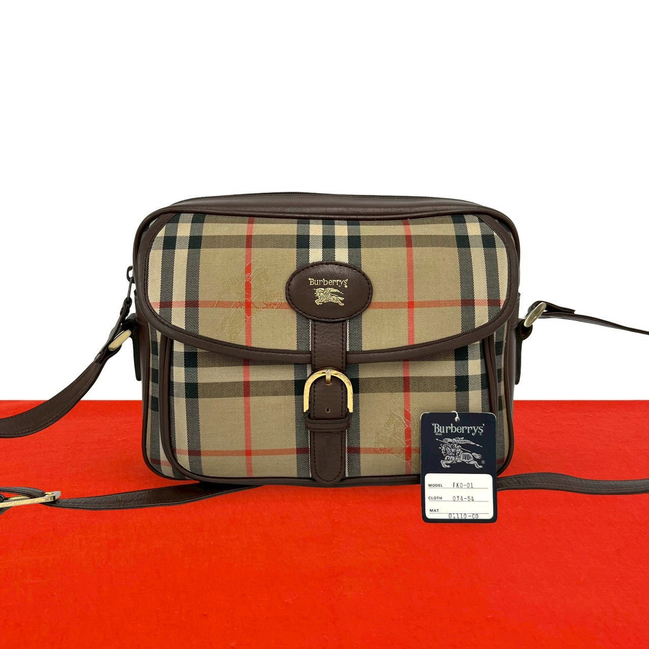 Burberry Check Canvas Leather Shoulder Bag