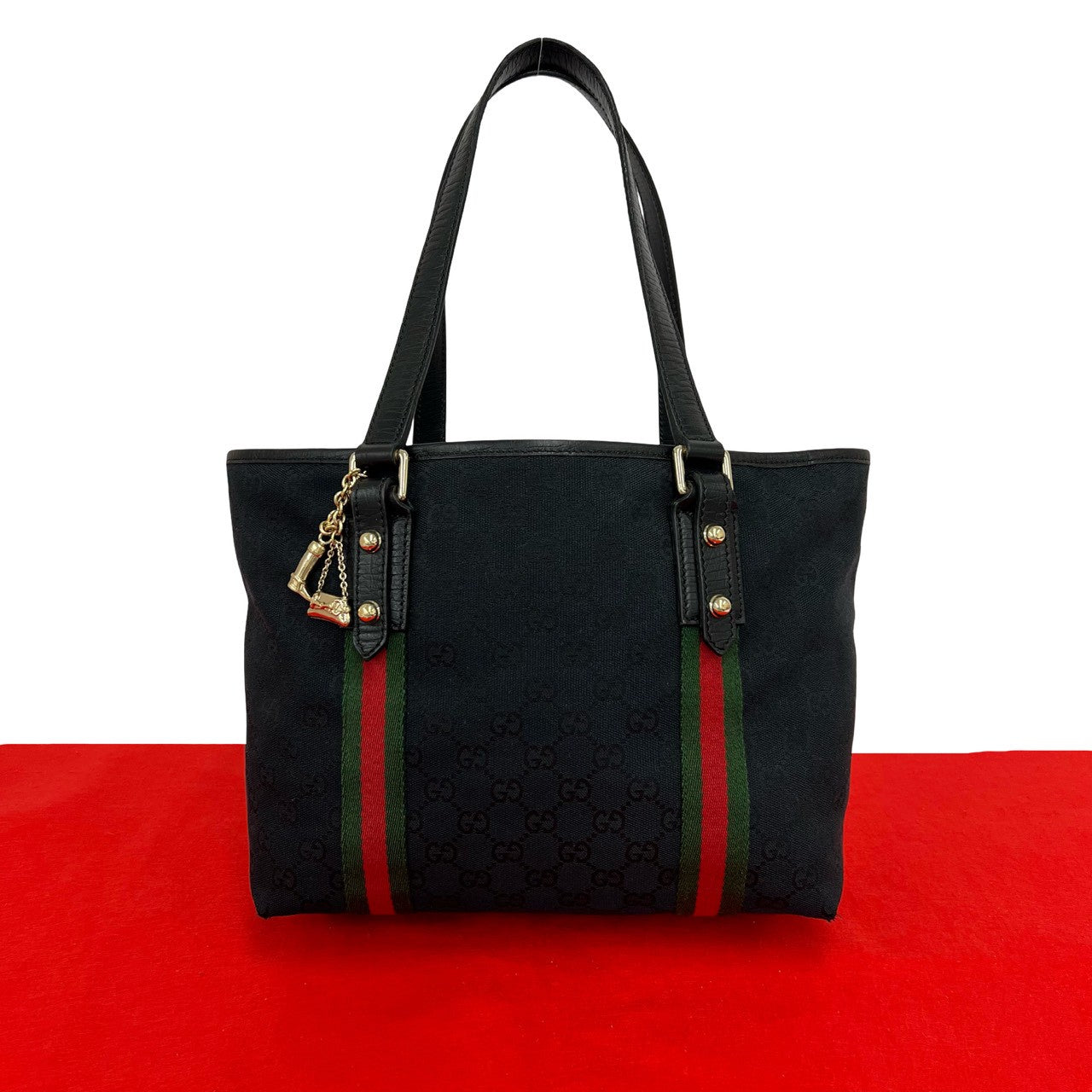 Gucci GG Canvas Leather Tote Bag