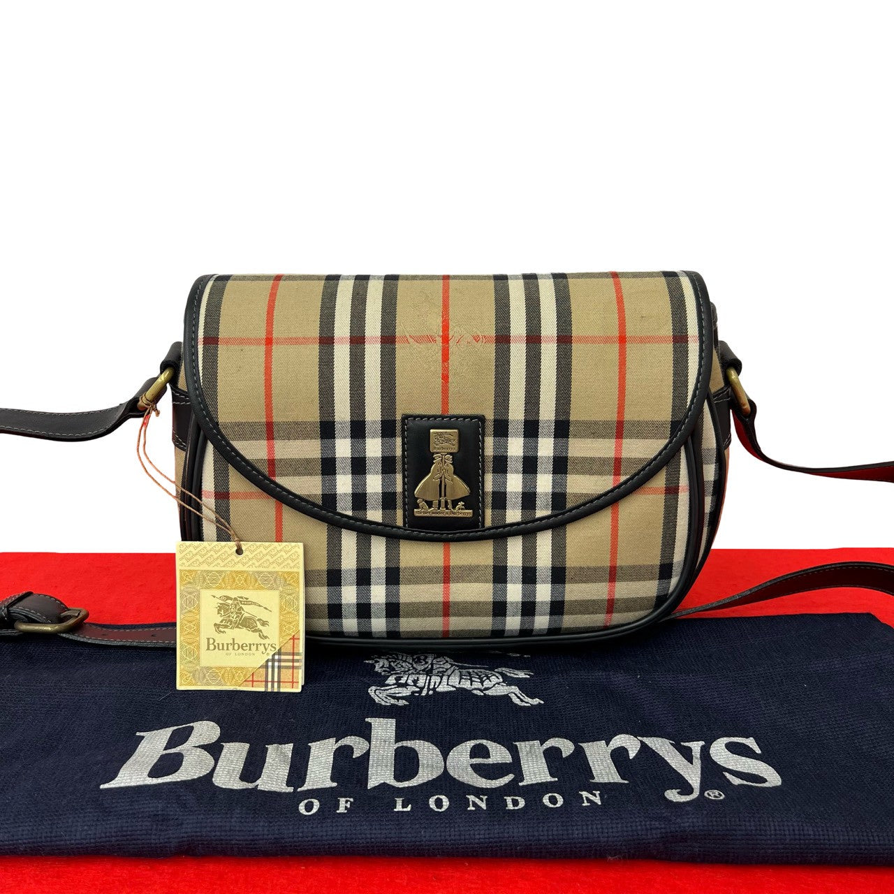 Burberry Vintage Check Canvas Leather Shoulder Bag
