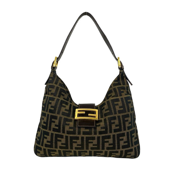 Fendi Zucca Canvas Leather Shoulder Bag