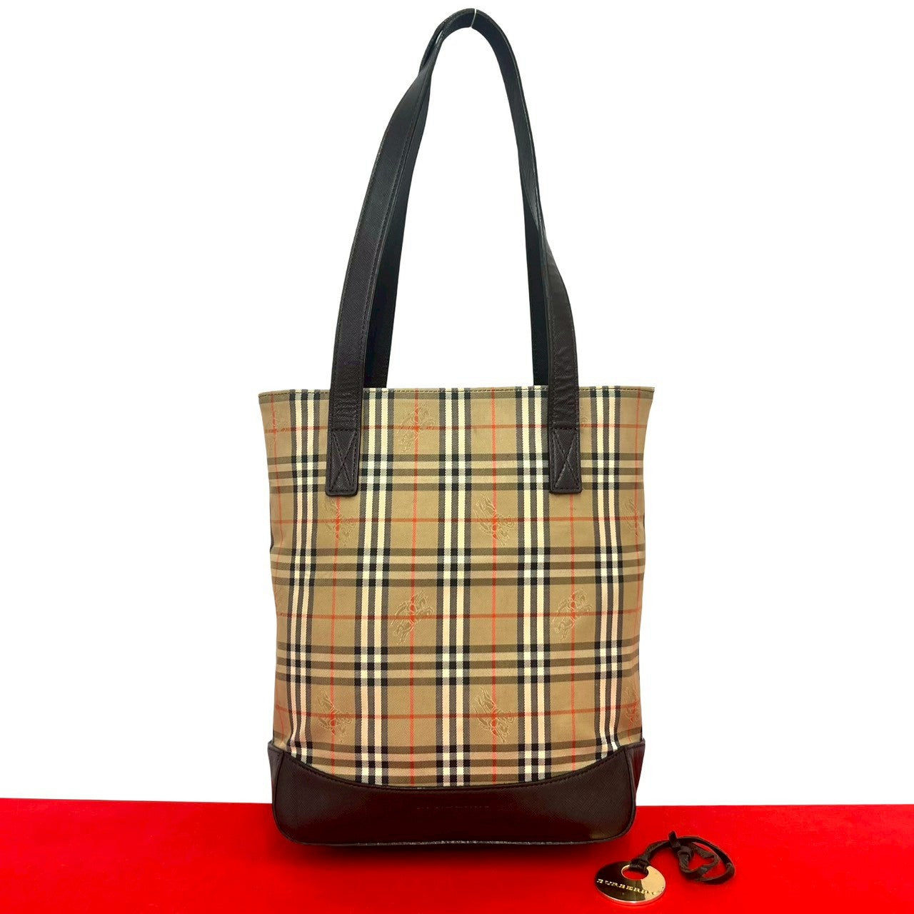 Burberry Leather Canvas Tote Bag