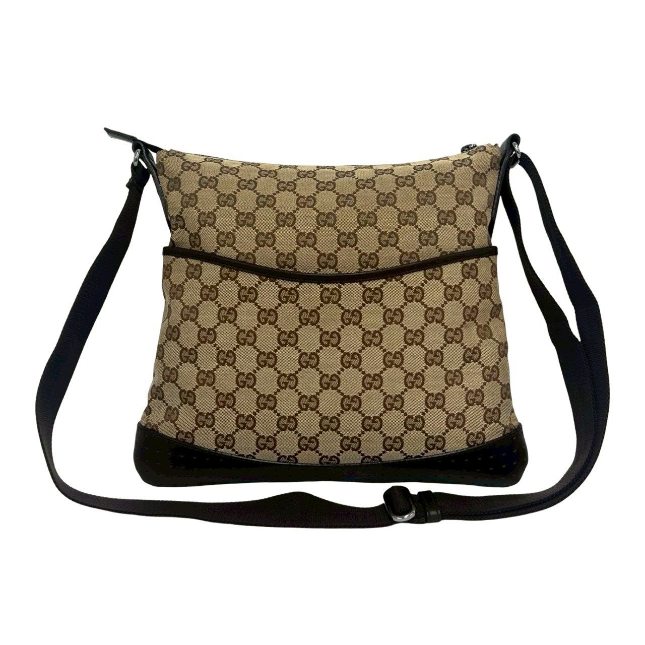 Gucci GG Monogram Canvas Leather Shoulder Bag