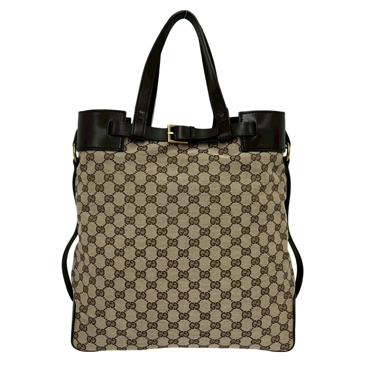 Gucci GG Canvas Leather Tote Bag