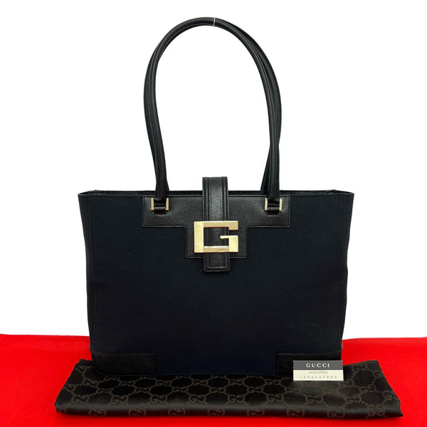 Gucci Leather Canvas Tote Bag