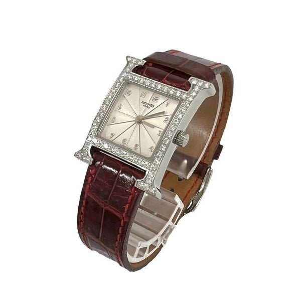 Hermes H Watch Crocodile Quartz