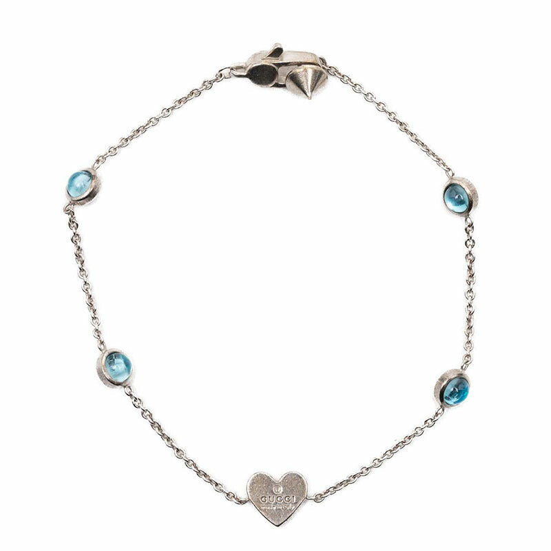Gucci Heart SV925 Color Stone Bracelet Size 17