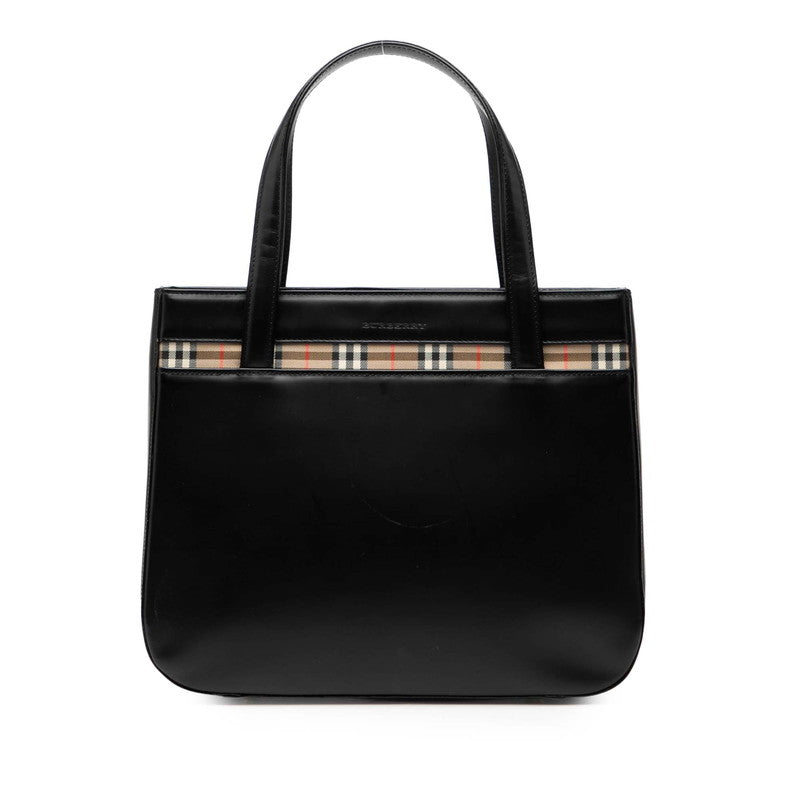 Burberry Nova Check Canvas Leather Handbag