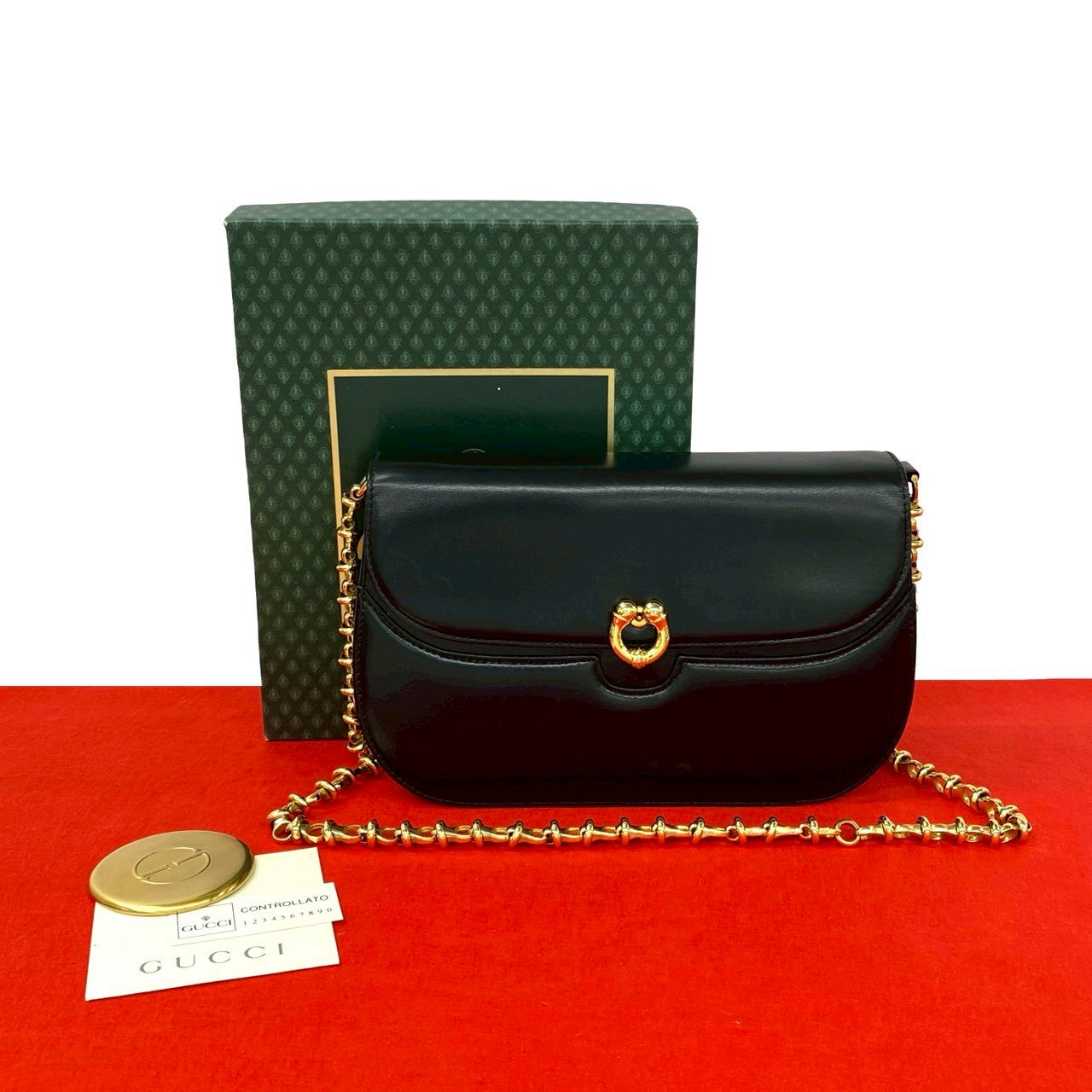 Gucci Calf Leather Chain Shoulder Bag