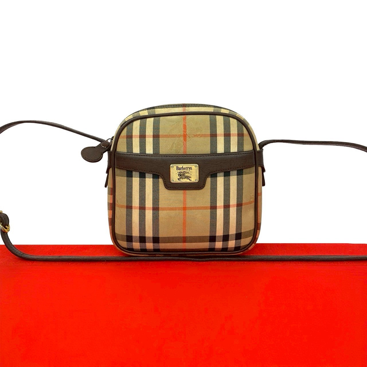 Burberry Check Canvas Leather Mini Shoulder Bag