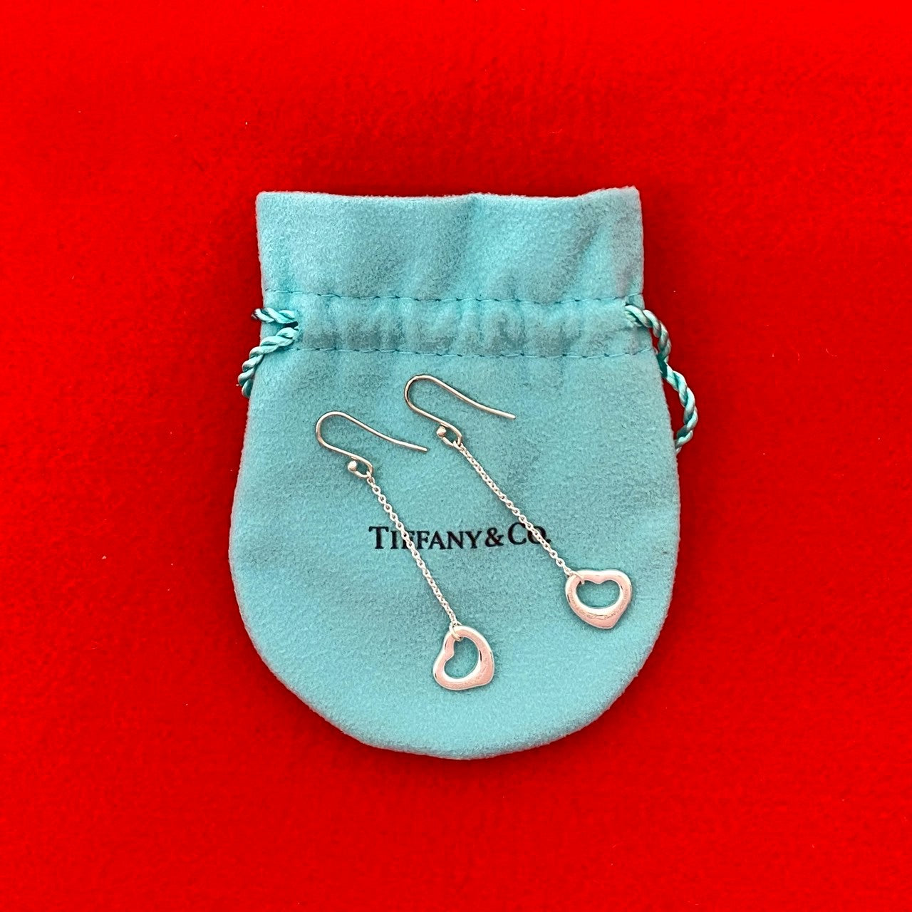 Tiffany & Co. Open Heart 925 Silver Earrings