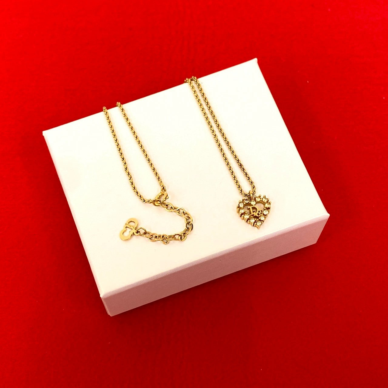 Christian Dior Logo Heart Motif Necklace