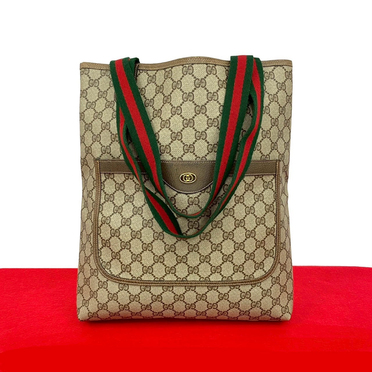 Gucci Old Gucci GG Logo PVC Leather Tote Bag