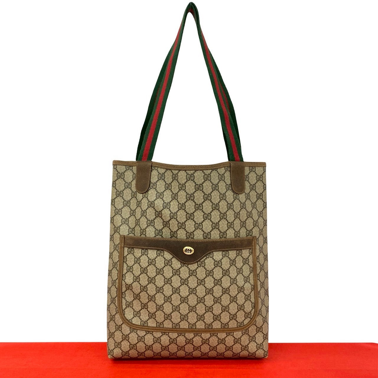 Gucci GG Canvas Leather Tote Bag