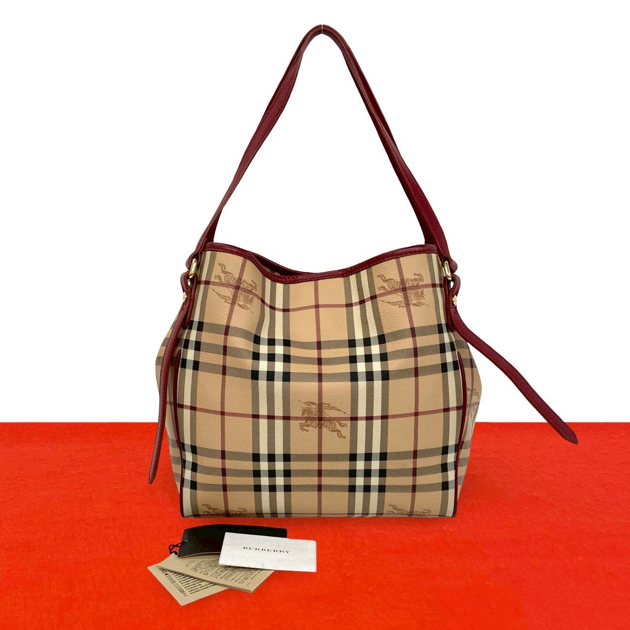 Burberry Nova Check Shadow Horse Leather Tote Bag