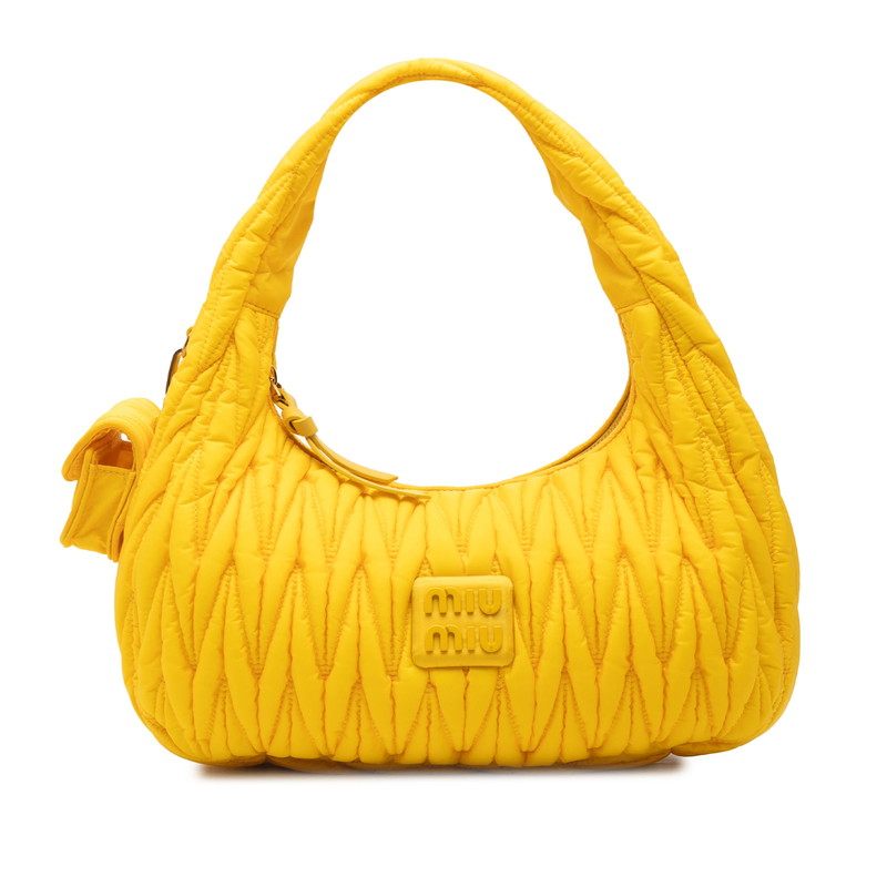 Miu Miu Matelasse Miu Wander Nylon Leather Shoulder Bag