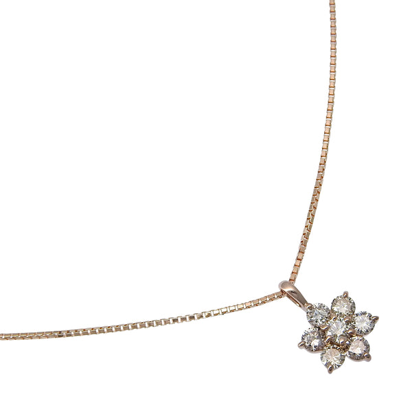 ESTELLE Flower Motif Au750 Diamond Necklace