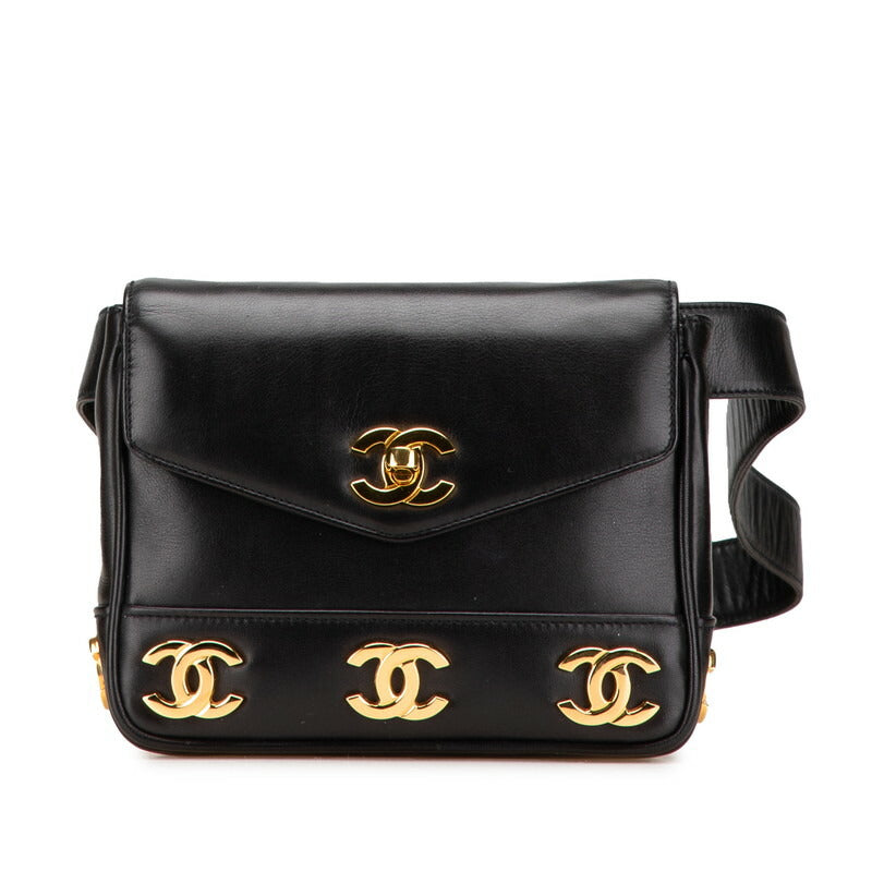 Chanel Triple Coco Mark Leather 2way Shoulder Bag Waist Bag