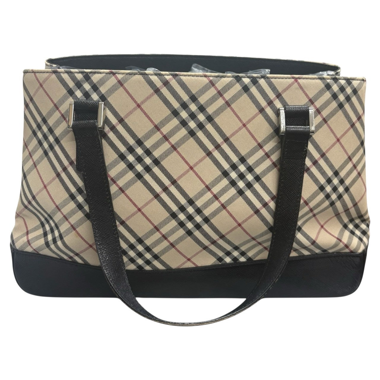 Burberry Nova Check Canvas Leather Handbag