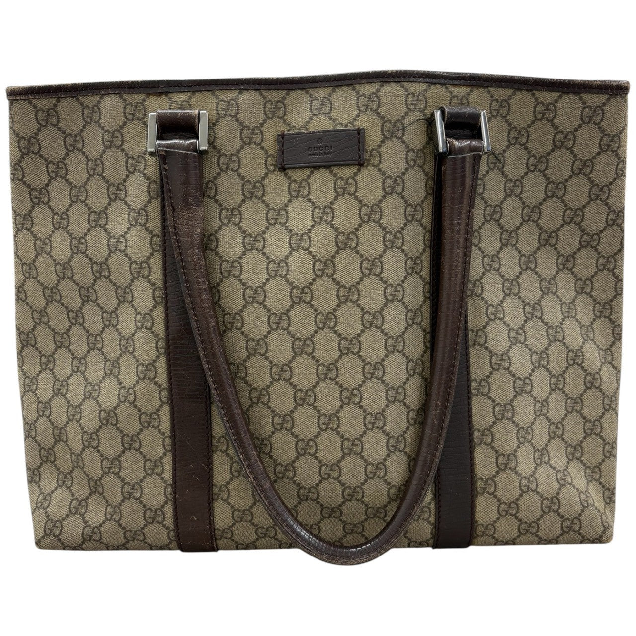 Gucci GG Supreme Canvas Leather Tote Bag