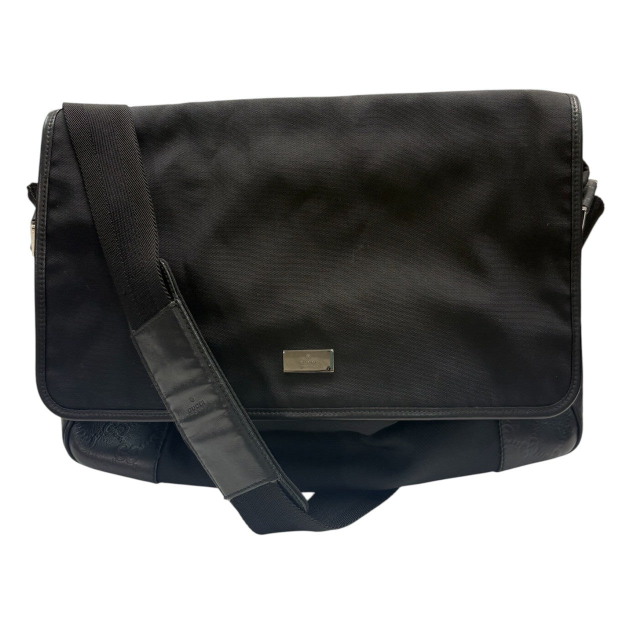 Gucci GG Embossed Nylon Leather Shoulder Bag