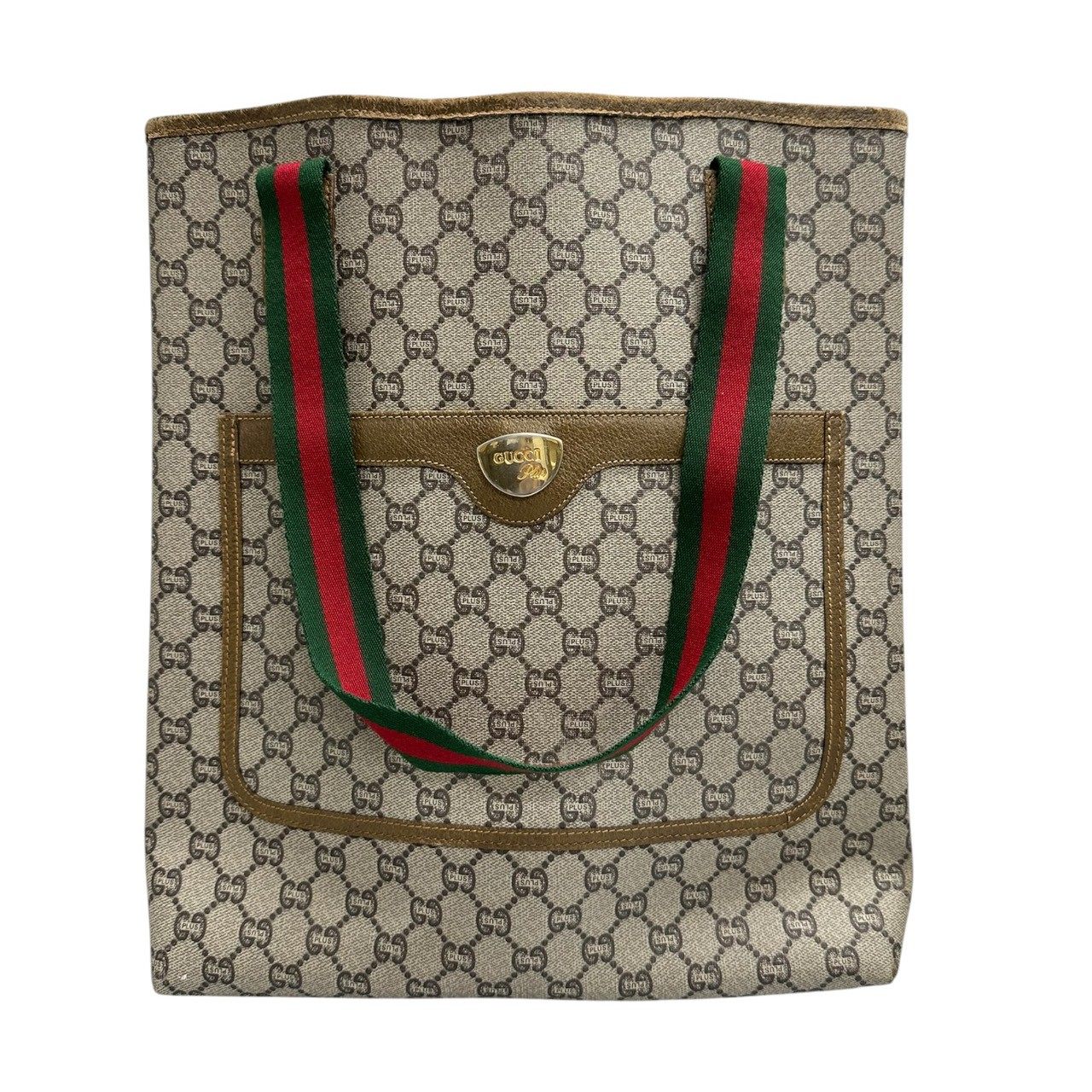 Gucci GG Plus GG Supreme Canvas Leather Tote Bag