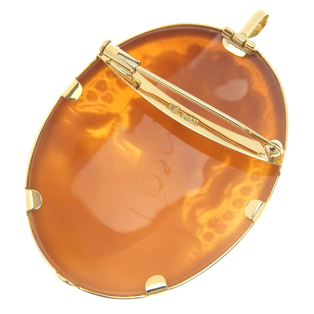 Cameo Brooch/Pendant Top, K18 Yellow Gold & Pt900 Platinum Combo, Gold/Silver, Made in Japan, Pre-owned, SA Rank