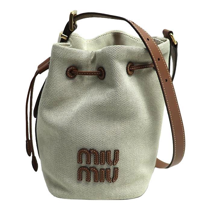 Miu Miu Canvas Leather Bucket Bag