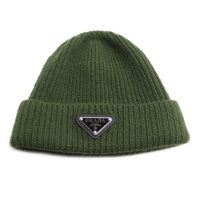 Prada Triangle Logo Wool Cashmere Knit Cap
