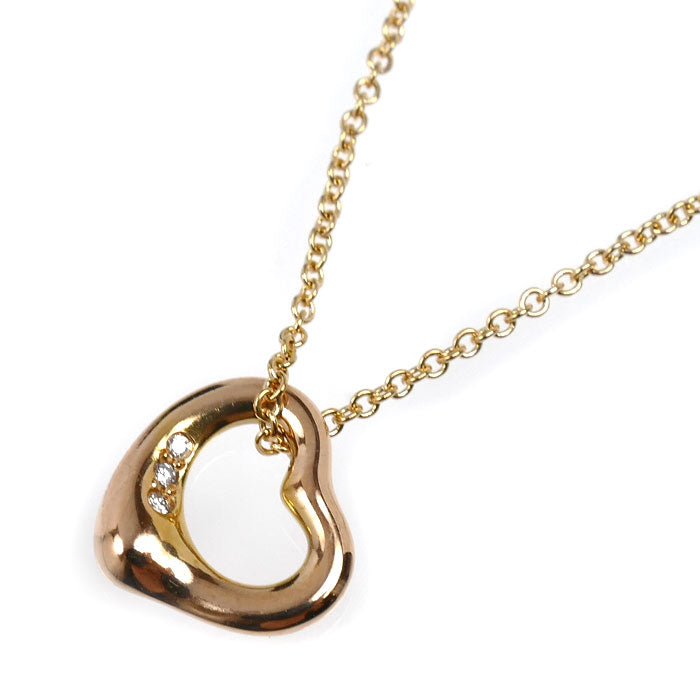 Tiffany&Co. Open Heart Au750 Pink Gold Diamond Necklace