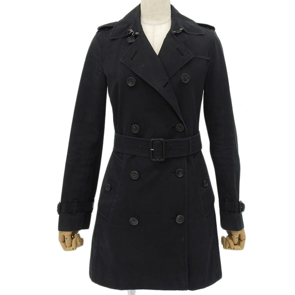 Burberry Kensington Trench Coat Black Cotton