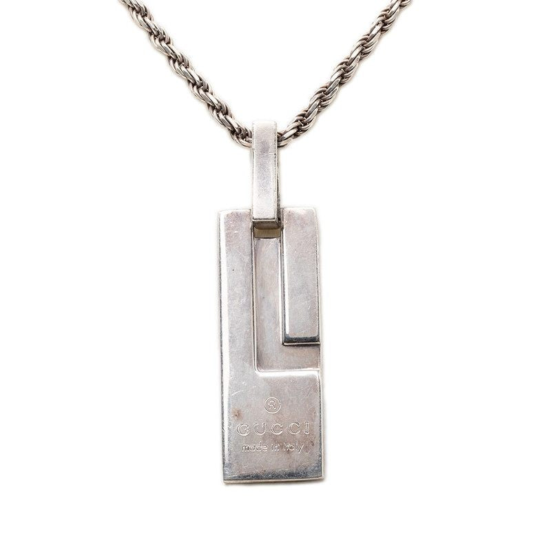 Gucci Silver Plate Pendant Necklace