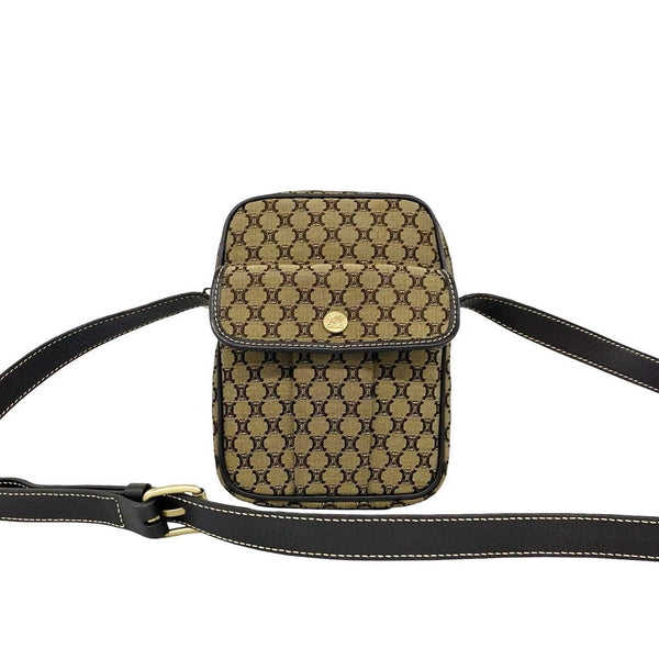 Celine Macadam Canvas Leather Shoulder Bag