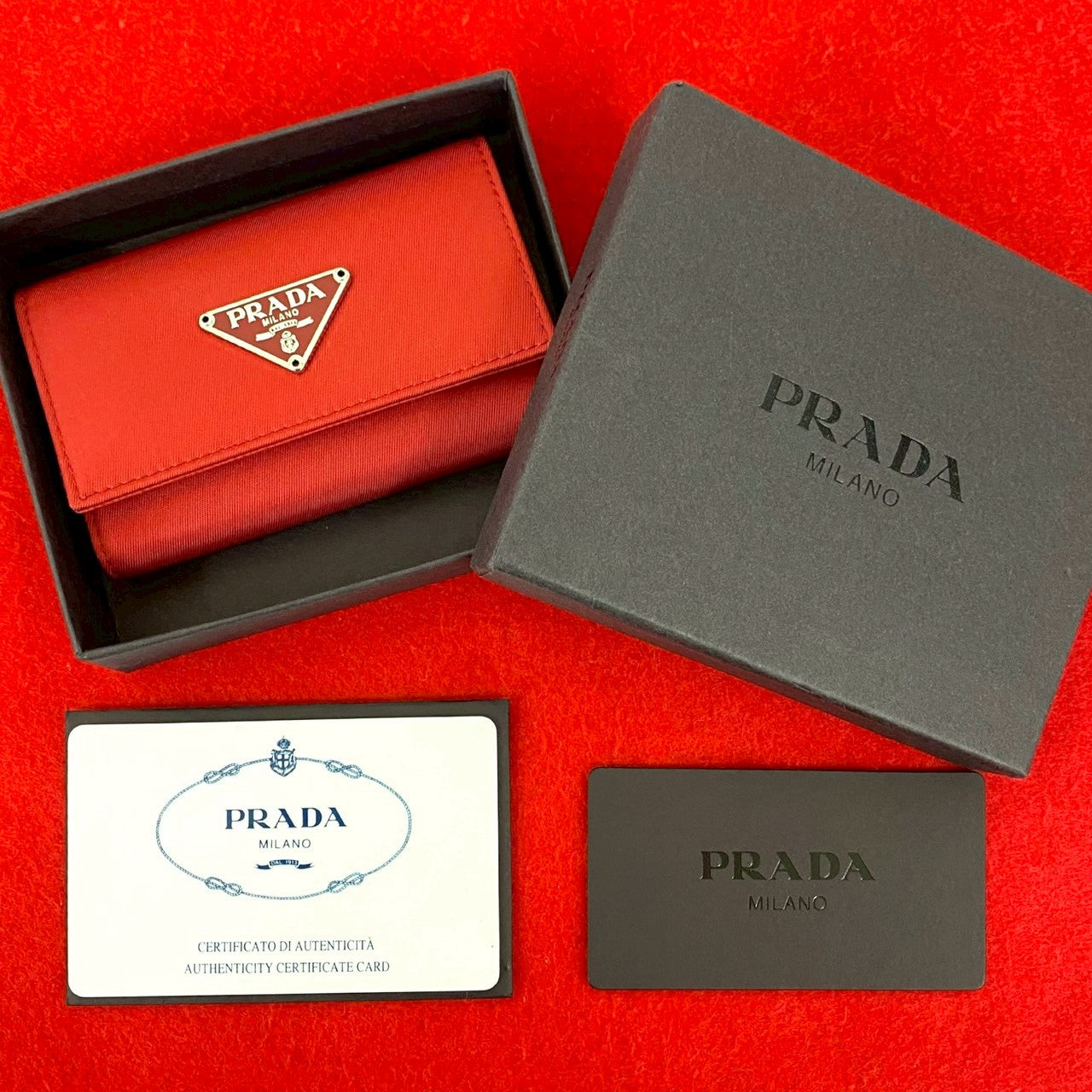 Prada Nylon Saffiano Leather Key Case